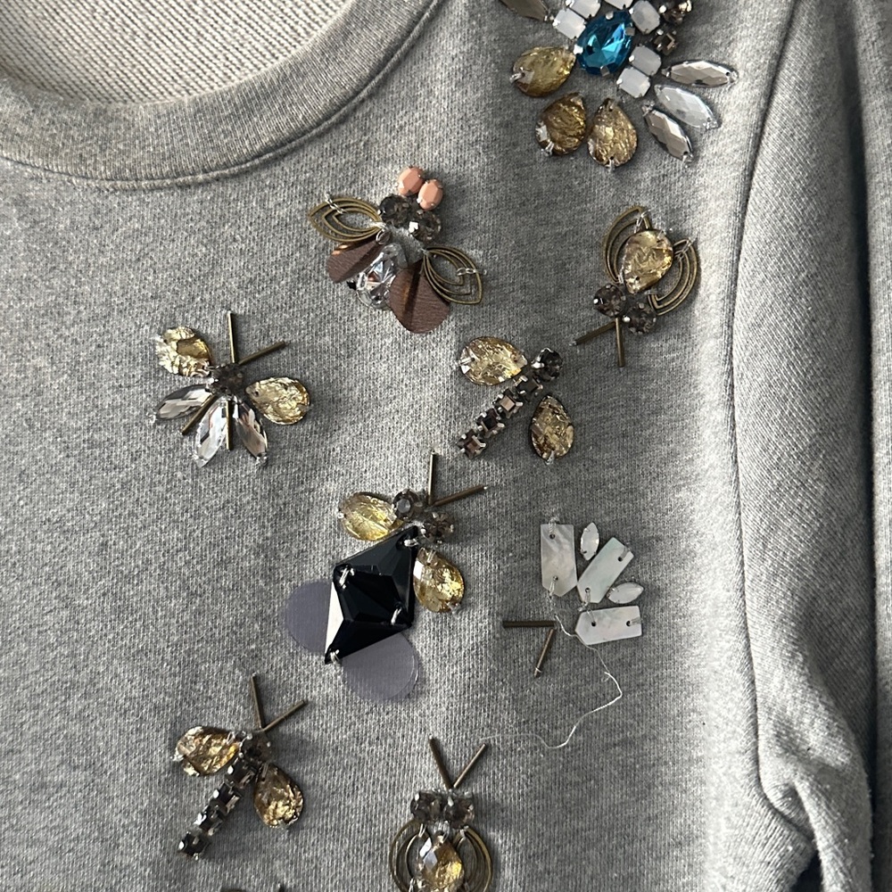 J. Crew Elegant Insect Brooch Set with Crystals